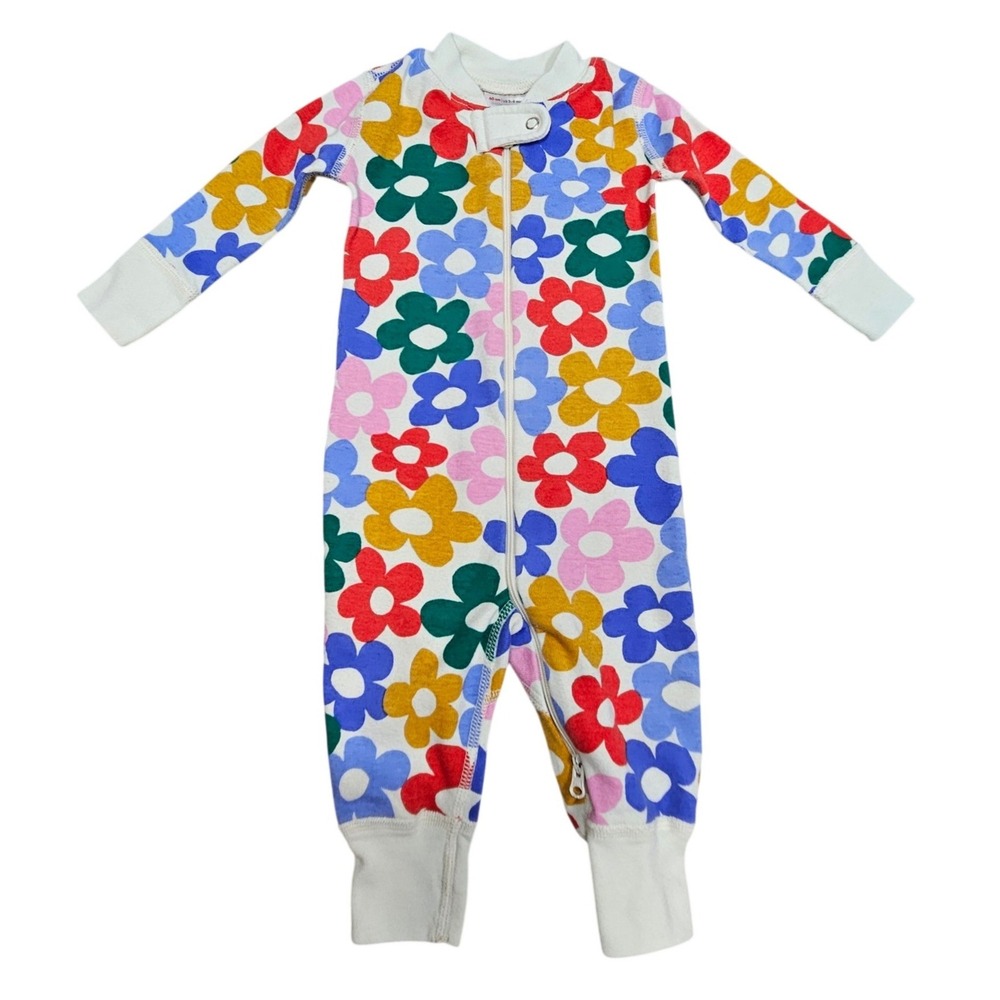Hanna Andersson Sleeper Baby 3-6M Multi Floral Organic Cotton Zip Pajamas Sleepy